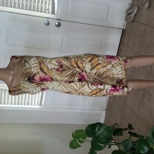 Peck & Peck 6 tropical foliage print sleeveless pencil dress